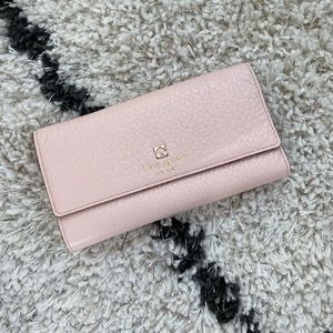 Kate Spade Trifold Wallet in Pebbled Pink Leather